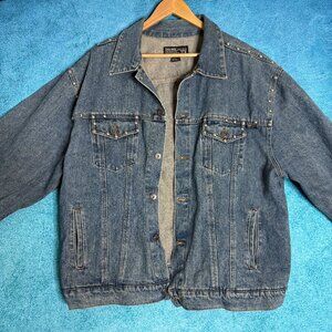Vintage 80s Tag Rag Denim Jacket Men’s XXL Studded Blue Jean Grunge Punk Rare